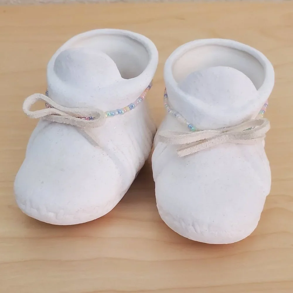 Vintage Resin Baby Shoes Figurine Decorative Shoes Lot of 2